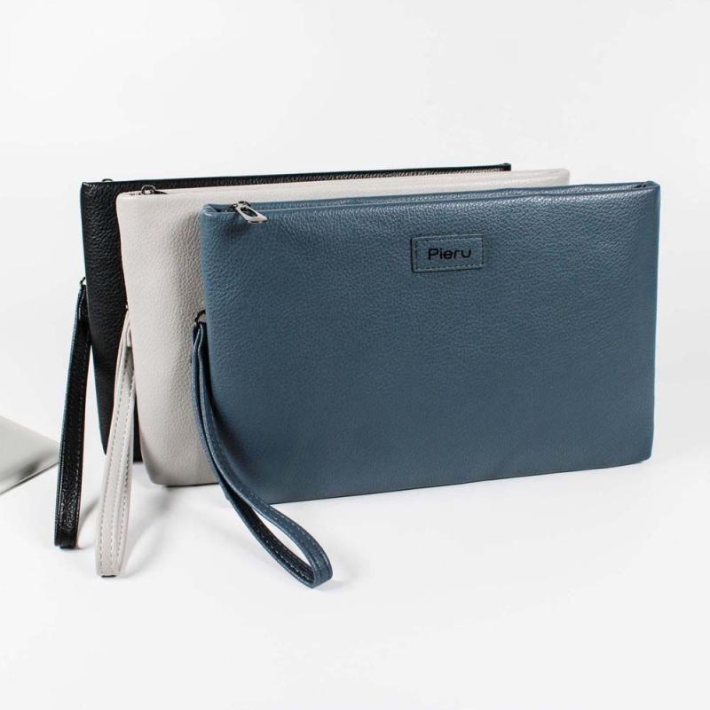 Men's Clutch Wallet Zipper Money Phone Coin Purse Leather Bag