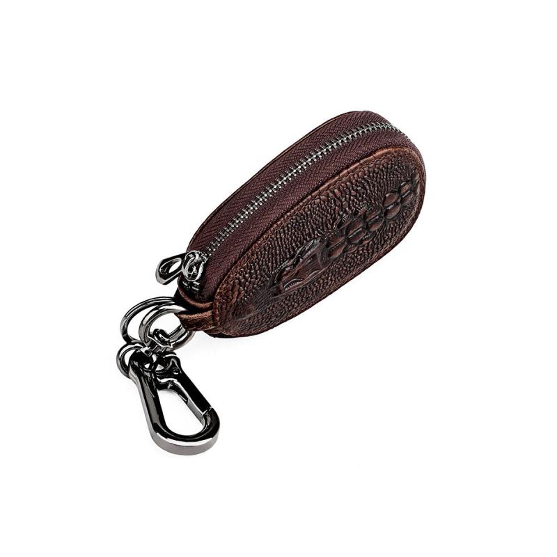 Crocodile Pattern Leather Key Holder Case & Keychain for Car Remote Key Fob