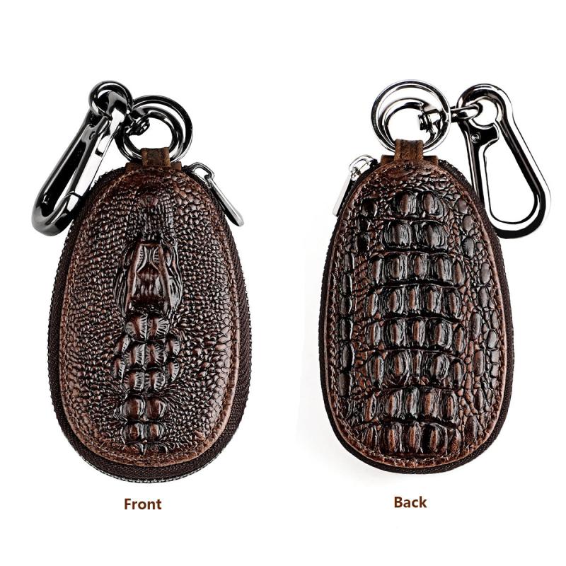Crocodile Pattern Leather Key Holder Case & Keychain for Car Remote Key Fob