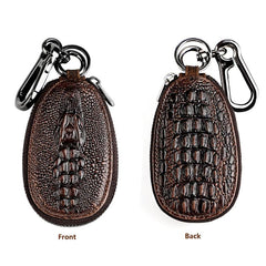 Crocodile Pattern Leather Key Holder Case & Keychain for Car Remote Key Fob