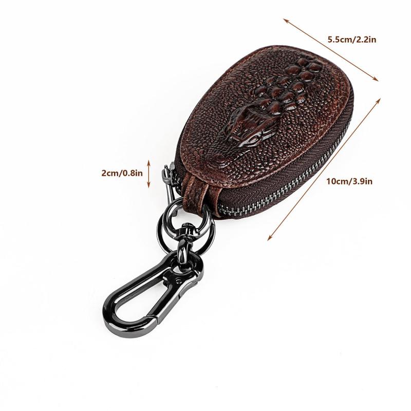 Crocodile Pattern Leather Key Holder Case & Keychain for Car Remote Key Fob