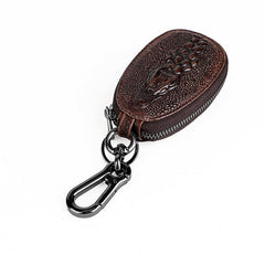 Crocodile Pattern Leather Key Holder Case & Keychain for Car Remote Key Fob