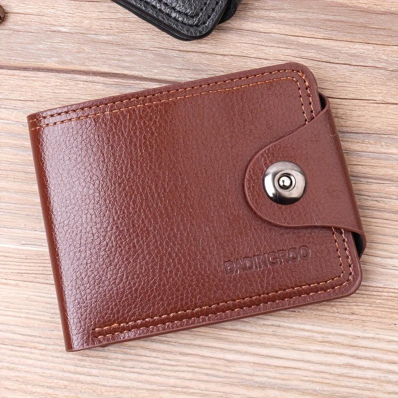 Men's Short Wallet w/ Magnetic Closure & Inside Zipper, PU Leather, Coin Pocket
