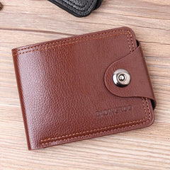 Men's Short Wallet w/ Magnetic Closure & Inside Zipper, PU Leather, Coin Pocket