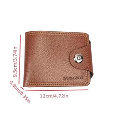 Men's Short Wallet w/ Magnetic Closure & Inside Zipper, PU Leather, Coin Pocket