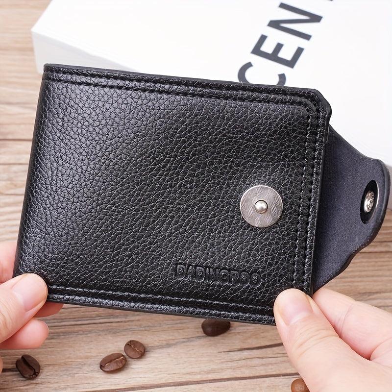 Men's Short Wallet w/ Magnetic Closure & Inside Zipper, PU Leather, Coin Pocket