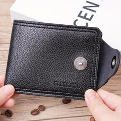 Men's Short Wallet w/ Magnetic Closure & Inside Zipper, PU Leather, Coin Pocket
