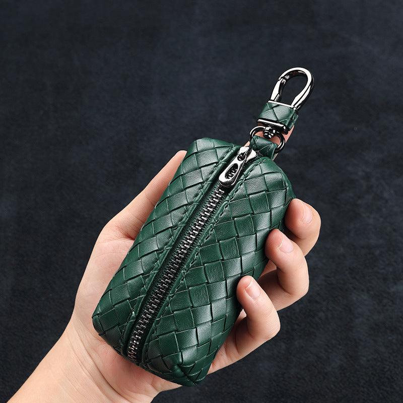 Men's Retro Woven Key Bag Coin Purse Large Capacity Key Bag