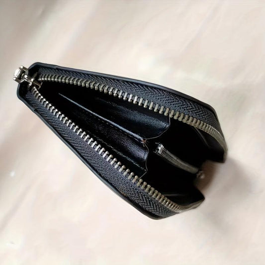 Men's Leather Zipper Handbag Multifunctional Wallet Large Capacity Clutch