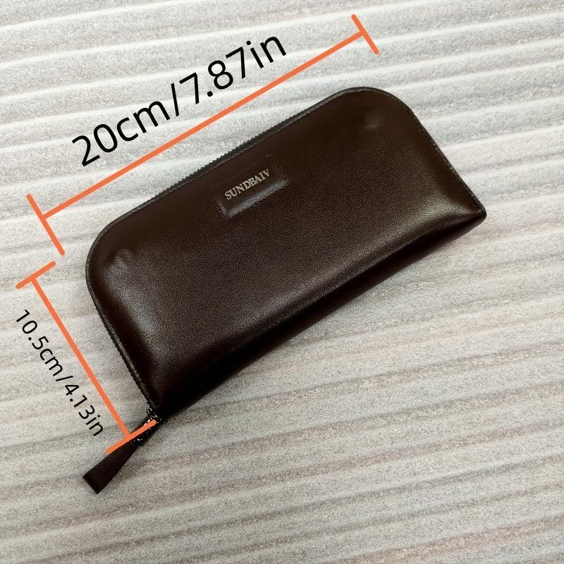 Men's Leather Zipper Handbag Multifunctional Wallet Large Capacity Clutch