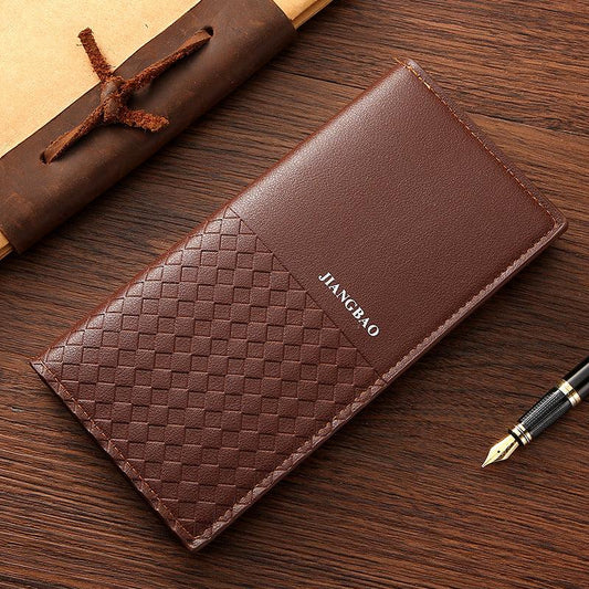1PC MEN'S LONG WALLET Business PU Leather Daily Commuting Coffee Brown