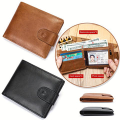 Vintage Leather Buckle Wallet w/ Card Slots Business Large Capacity Coin Purse