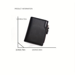 Men's Zipper Short Wallet Vertical Card Cash Holder Coin Purse Clutch Bag