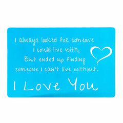 Metal Wallet Card LOVE Note For Men Husband Or Boyfriend
