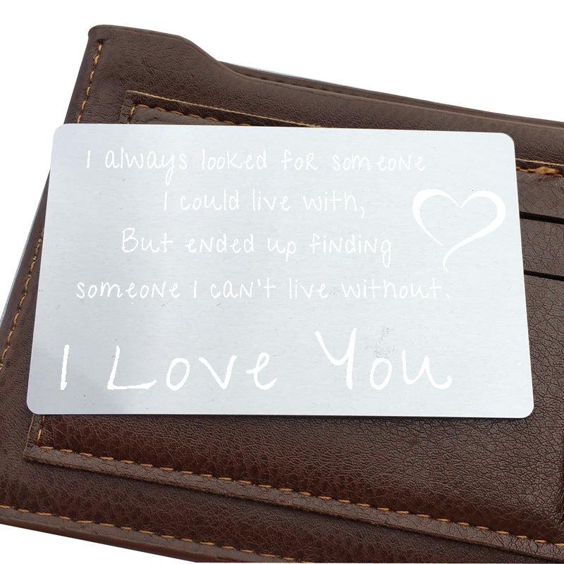 Metal Wallet Card LOVE Note For Men Husband Or Boyfriend