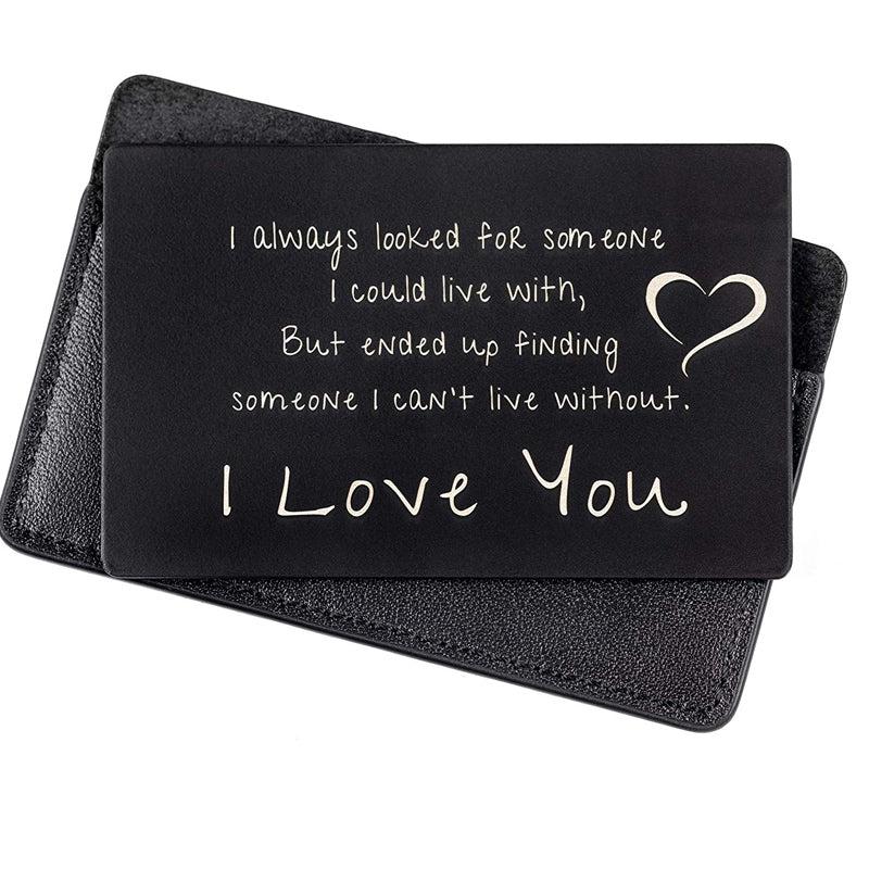Metal Wallet Card LOVE Note For Men Husband Or Boyfriend
