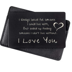 Metal Wallet Card LOVE Note For Men Husband Or Boyfriend
