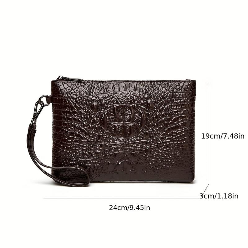Men's Crocodile Clutch Bag Business Wear Envelope Handbag