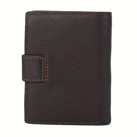 Men's Leather Wallet Large Capacity Card Holder Snap Button Vertical Wallet