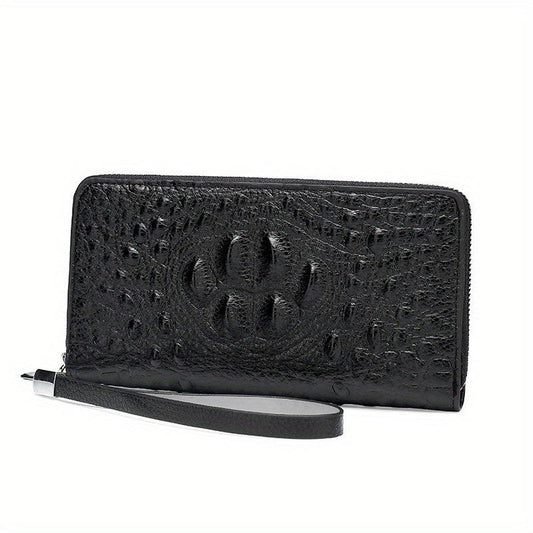 Men's Crocodile Pattern Clutch Bag Business Zipper Purse