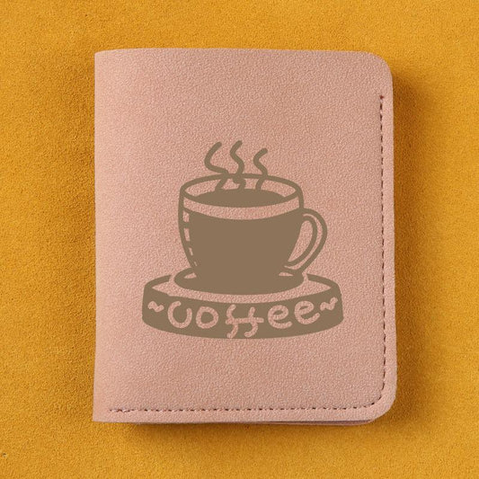 Coffee Print Mini Money Clip - Ultra thin Leather Clip