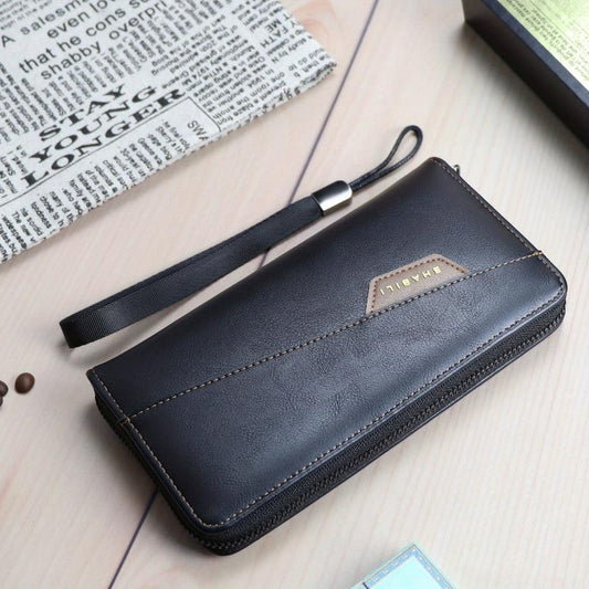 Men's Business Long Zipper Wallet Large Capacity Card Holder Clutch Bag