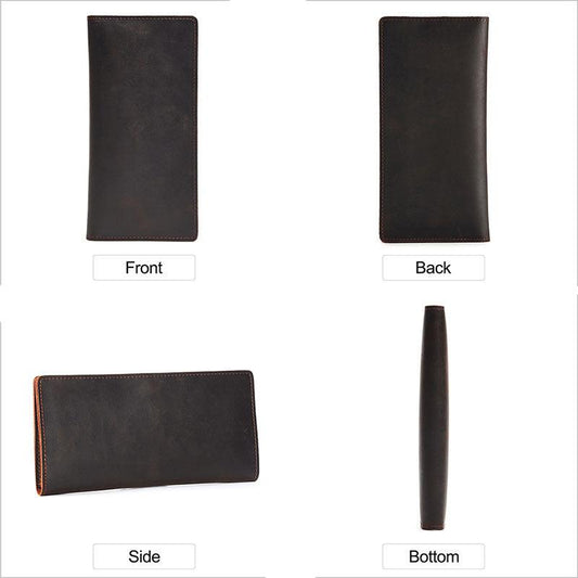 Men's Business Long Wallets With Card Slots Coin Purses Leather Money Clip