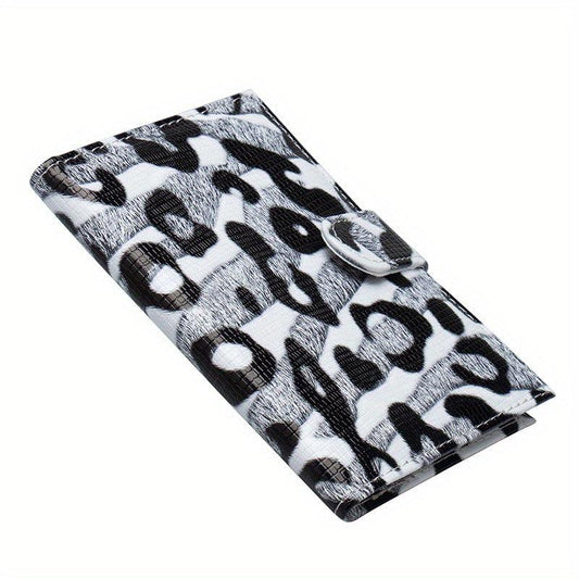 Leopard Print Men's Card Holder Buckle Passport With Three Card Slots