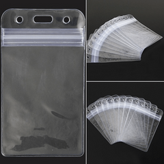 10pcs Vertical Plastic Zipper Sealed ID Card Holder