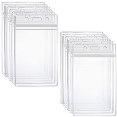 10pcs Vertical Plastic Zipper Sealed ID Card Holder