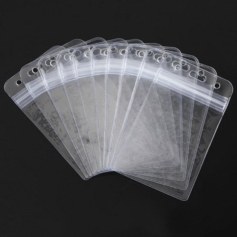 10pcs Vertical Plastic Zipper Sealed ID Card Holder