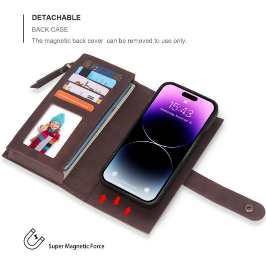 Dark Brown iPhone 14 S23 Wallet Case with Card Holder