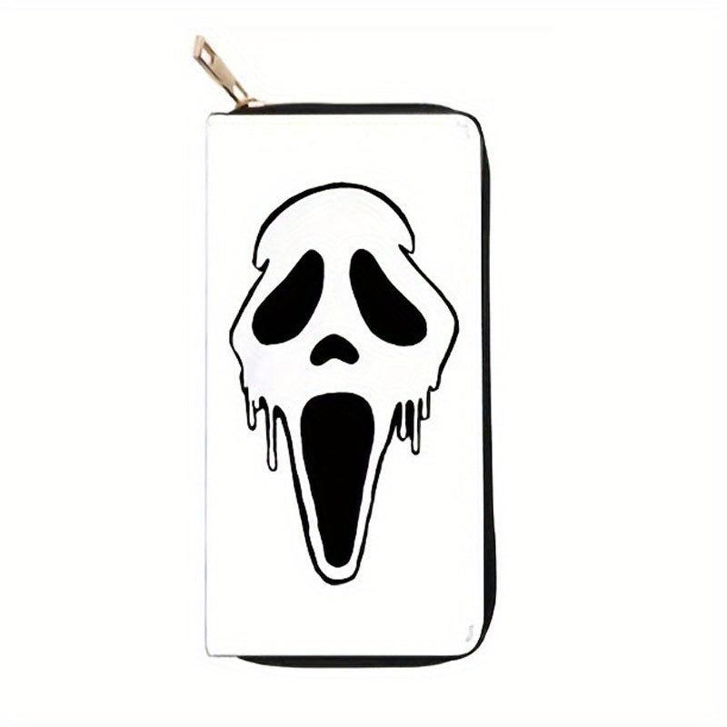 Skull Zipper Wallet Leather Handbag Large Capacity Clutch Bag