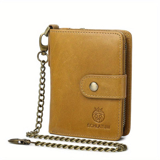 Men's RFID Blocking Leather Short Wallet Anti Theft
