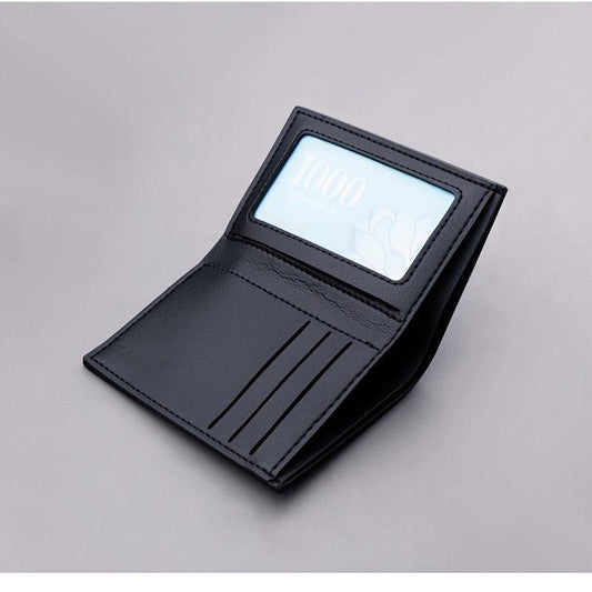 Men's Vertical Leather Card Holder with Zipper - ID Card Wallet