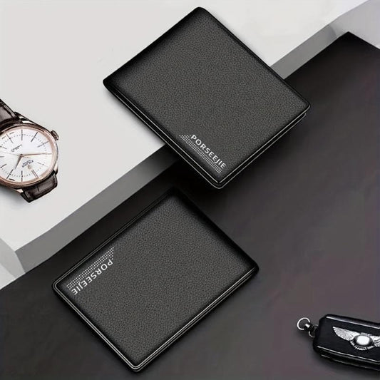 Men's Casual PU Leather Wallet Business ID Cards Holder Money Clip