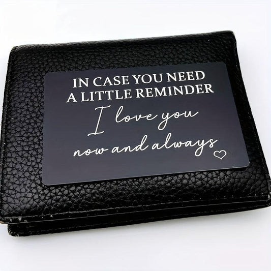 Engraved Aluminum Wallet Insert Card Love Note Romantic Gift