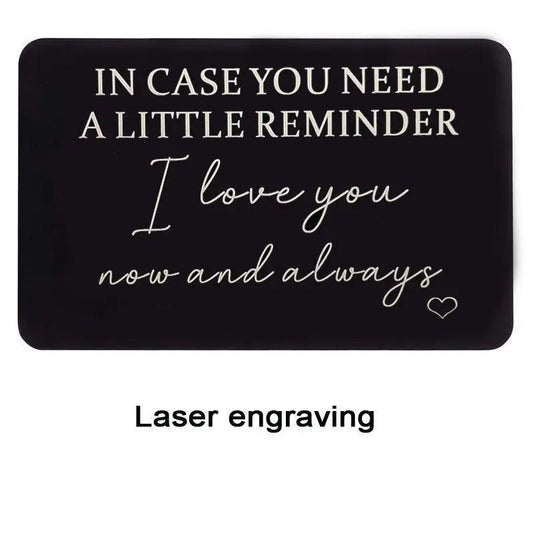 Engraved Aluminum Wallet Insert Card Love Note Romantic Gift