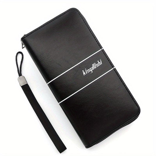 Men's Long Wallets Pu Leather Double layer Zipper Business Clutch Bag