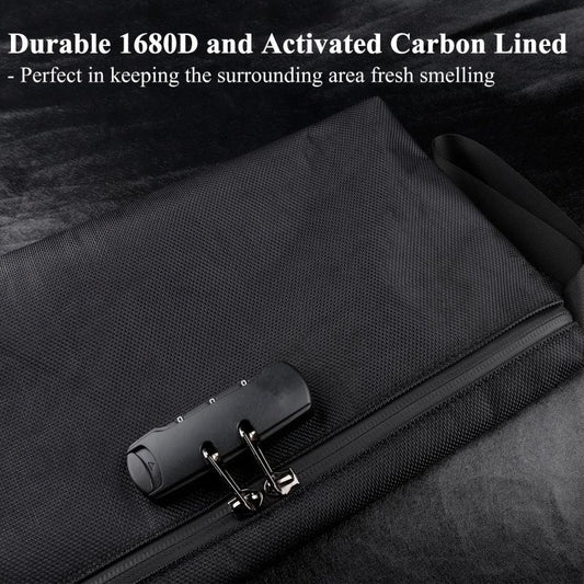 Men's Odor Resistant Bag With Lock - Carbon Lined Storage Bag