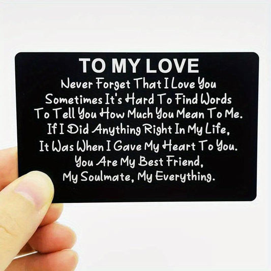 Engraved Aluminum Alloy Wallet Insert Card Love Note Romantic Gift