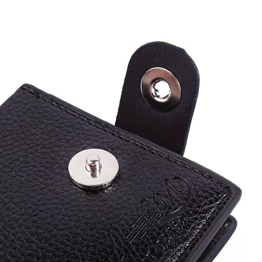 Men's PU Leather Short Wallet with Magnetic Buckle