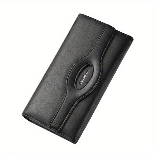 Men's Vintage Leather Long Wallet Large Capacity Cash Purse Card Holder