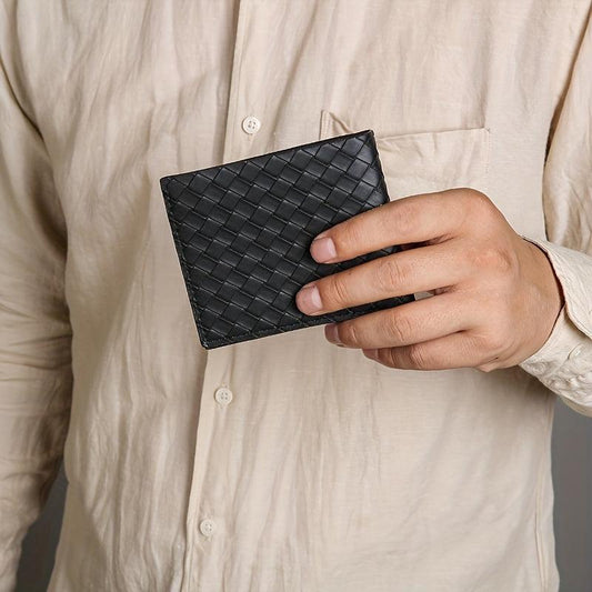 Men's Braided Short Wallet Money Clip Card Holder Coin Purse Gift