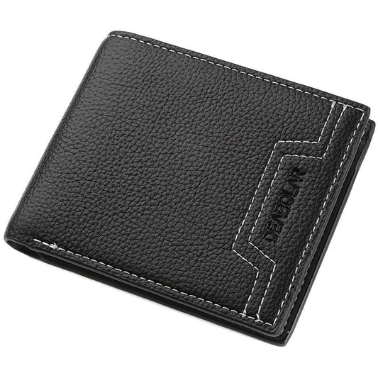 Men's Short Wallet Lychee Embossed Wallet