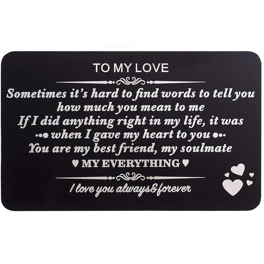 Engraved Metal Wallet Insert Card For Men Gift