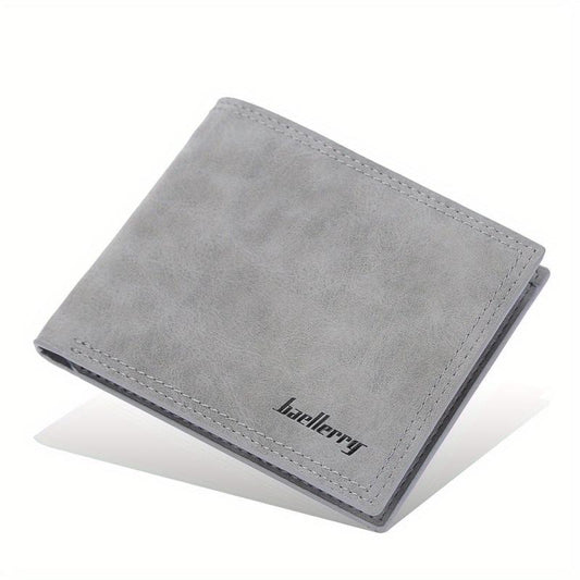Men's Leather Short Wallet Frosted Multiple Card Slots Purse