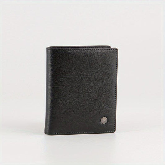 Men's Leather Business Wallet First Layer Cowhide Short Card Holder Wallet