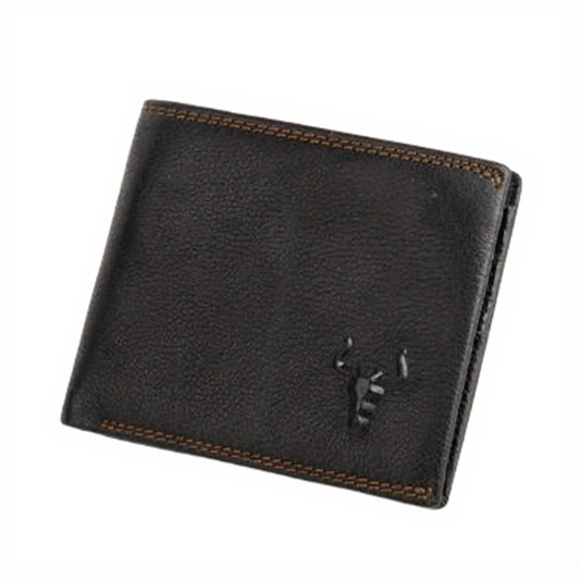 Men's Leather Wallet First Layer Cowhide Money Clip RFID Card Holder