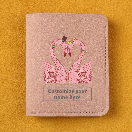 Flamingo Pattern Short Wallet Frosted Leather Men's And Women's Wallet